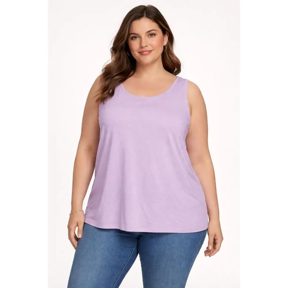 Eileen Fisher Women’s 2X Lavender Sleeveless Tank Top Scoop Neck Casual Stretch - Picture 1 of 7